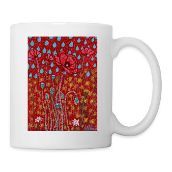 Des coquelicots sous la pluie - Mug blanc - blanc - Droite