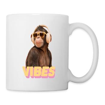 Cool Vibes Affe mit Kopfhörern - Tasse - Weiß - Rechts