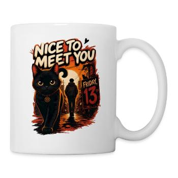 Enchanté de vous rencontrer Black cat vendredi 13 - Mug blanc - blanc - Droite