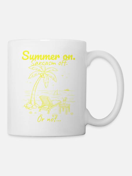 Summer on. Sarcasm off. Gelb. - Tasse - Weiß