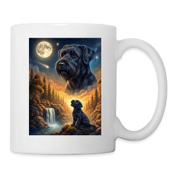 Hurlant au mème de la lune, chien Schnauzer géant - Mug blanc - blanc - Droite