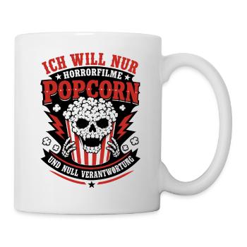 Ich Will Nur Popcorn Horror Design - Tasse - Weiß - Rechts