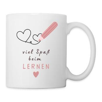 Viel Spaß beim Lernen Bleistift Herz Design - Tasse - Weiß - Rechts