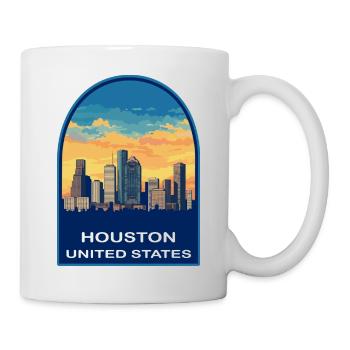 Houston Texas Skyline Retro Sonnenuntergangs-Reiseabzeichen - Tasse - Weiß - Rechts