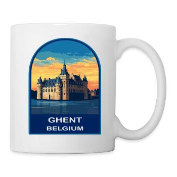 Gand Belgique Château de Gravensteen Retro Sunset Badg - Mug blanc - blanc - Droite
