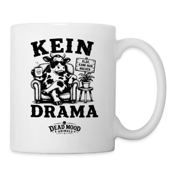 Kein Drama Lustige Kuh Dead Mood Animals - Tasse - Weiß - Rechts