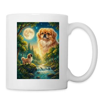 Howling to the Moon Meme Dog Pekingese - Mug - white - Right