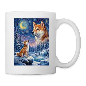 Hurler à la Lune Chien Mème Shiba Inu - Mug blanc - blanc - Droite