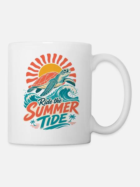 Sommer Schildkröte Surf - Tasse - Weiß