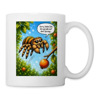 Niedliche Springspinne mit Wortspiel-Humor - Tasse - Weiß - Rechts
