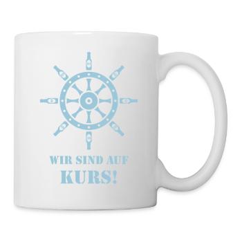 Wir Sind Auf Kurs! (Bier / Steuerrad / Sky Blue) - Tasse - Weiß - Rechts