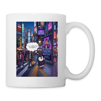 Beak in Japan -  Penguin Tokyo Band Humor Design - Tasse - Weiß - Rechts