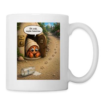 Oh Crab, Maybe Tomorrow – Cute Hermit Crab Cartoon - Mug - white - Right