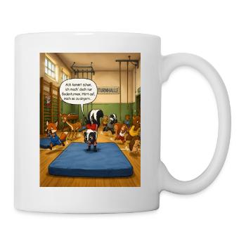 Bodenturnen – Lustiges Stinktier Turnhallen Motiv - Tasse - Weiß - Rechts