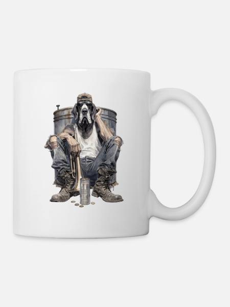Un dogue allemand cool avec trompette - Mug blanc - blanc