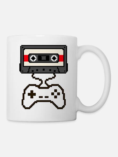 Retro Kassette Gaming Controller T-Shirt - Tasse - Weiß