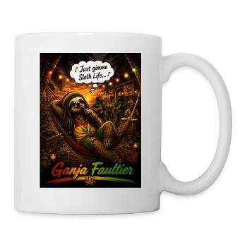 Ganja Faultier – Reggae Faultier mit Tropen-Vibes - Tasse - Weiß - Rechts