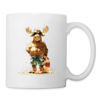 Moose on the beach - Casual moose with lifebuoy - Mug - white - Right