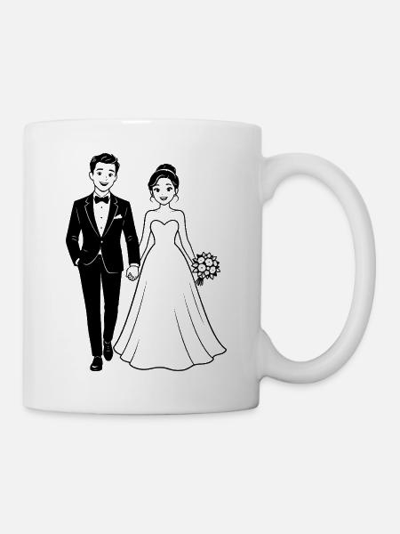 Brautpaar Silhouette Schwarz - Tasse - Weiß