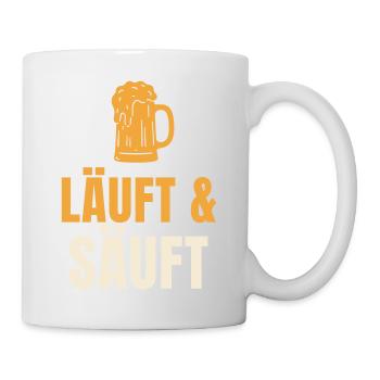 Läuft und Säuft lustiger Bier Spruch Geschenk - Tasse - Weiß - Rechts