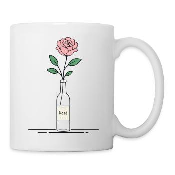 Rosé Rose in Weinflasche - Tasse - Weiß - Rechts