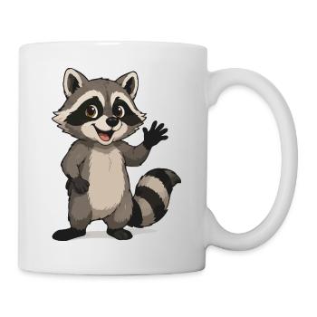 Motif de dessin animé de raton laveur ondulant - Mug blanc - blanc - Droite