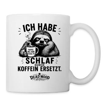 Müdes Faultier mit Kaffee | Lustiger Kaffee Spruch - Tasse - Weiß - Rechts