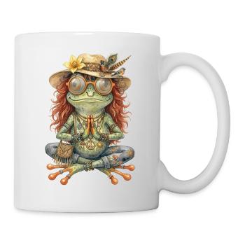 Motif aquarelle : Grenouille bohème méditatrice - Mug blanc - blanc - Droite