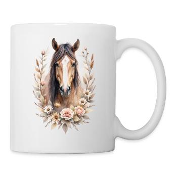 Brown horse with roses - Mug - white - Right