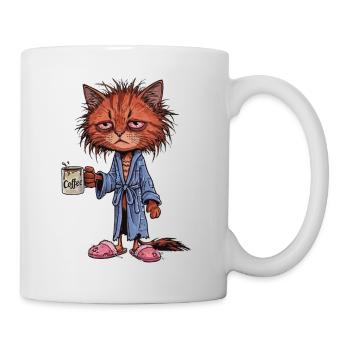 Müde Kaffee Katze - Tasse - Weiß - Rechts