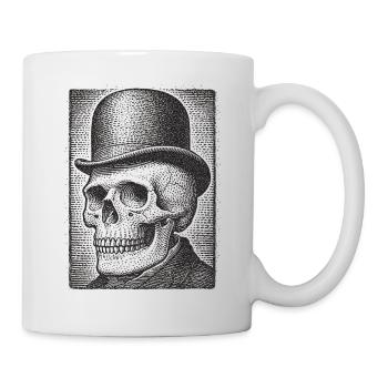 Crâne avec chapeau melon - Mug blanc - blanc - Droite