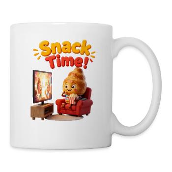 Heure du goûter : Croissant au cinéma - Mug blanc - blanc - Droite