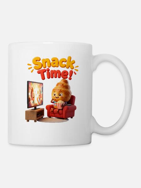 Snackzeit: Croissant im Kino - Tasse - Weiß