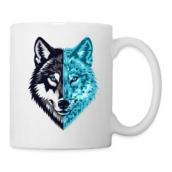 Pixel Wolf Cyber Spirit Streetwear - Tasse - Weiß - Rechts