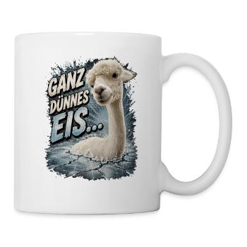 "Ganz dünnes Eis" Alpaka Spruch - Tasse - Weiß - Rechts