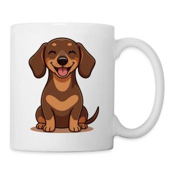 Cute Dachshund Cartoon Smile Shirt - Mug - white - Right