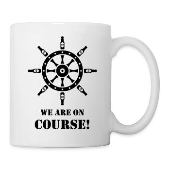 We Are On Course! (Beer / Ship’s Wheel / Black) - Mug - white - Right