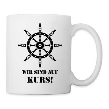 Wir Sind Auf Kurs! (Bier / Steuerrad / Black) - Tasse - Weiß - Rechts