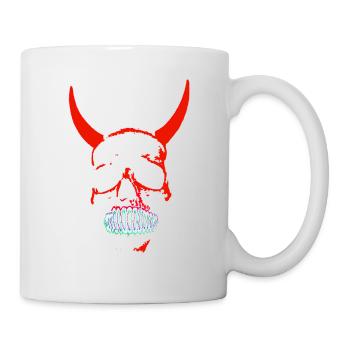 Roter Dämonenschädel Neon - Tasse - Weiß - Rechts