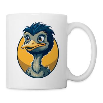 Emu Kawaii Maskottchen-Cartoon-Charakter-Clipart-Logo - Tasse - Weiß - Rechts