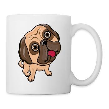 Visage de dessin animé fantaisiste de carlin - Mug blanc - blanc - Droite