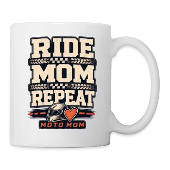 Moman au bord de la piste Moto Mama, Moto Mom Répétée Moto - Mug blanc - blanc - Droite