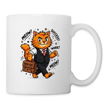  Fleißiger Business-Kater mit Aktentasche - Tasse - Weiß - Rechts