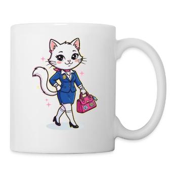 Elegante Business-Katze mit pinker Tasche - Tasse - Weiß - Rechts