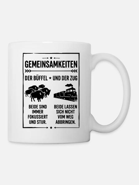 Büffel und Zug - Tasse - Weiß