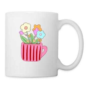 Pastellblumen Becherdesign - Tasse - Weiß - Rechts