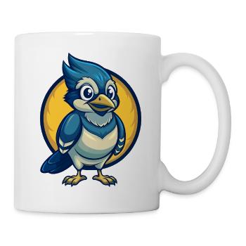 Jay Bird Kawaii Maskottchen Cartoon Clipart Logo Abzeichen - Tasse - Weiß - Rechts
