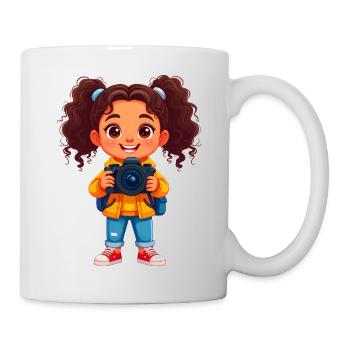 Kleine Fotografin mit Kamera – Kreatives Design - Tasse - Weiß - Rechts