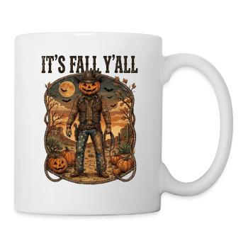 It’s Fall Y’all Pumpkin Cowboy Western Design - Mug - white - Right