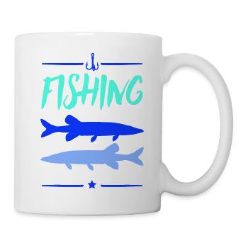 Fischen im See Silhouetten - Tasse - Weiß - Rechts